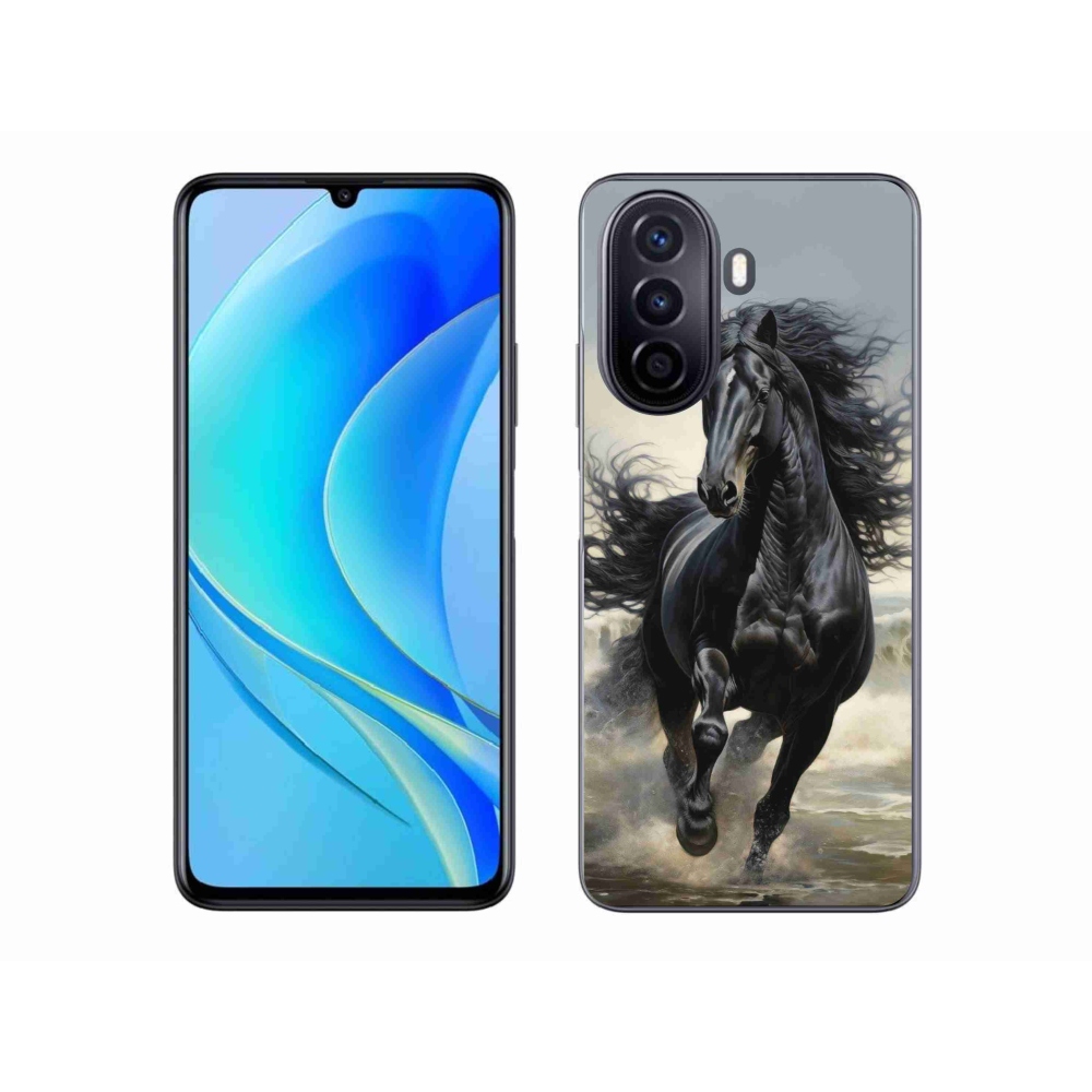 Gelový kryt mmCase na Huawei Nova Y70 - běžící černý kůň