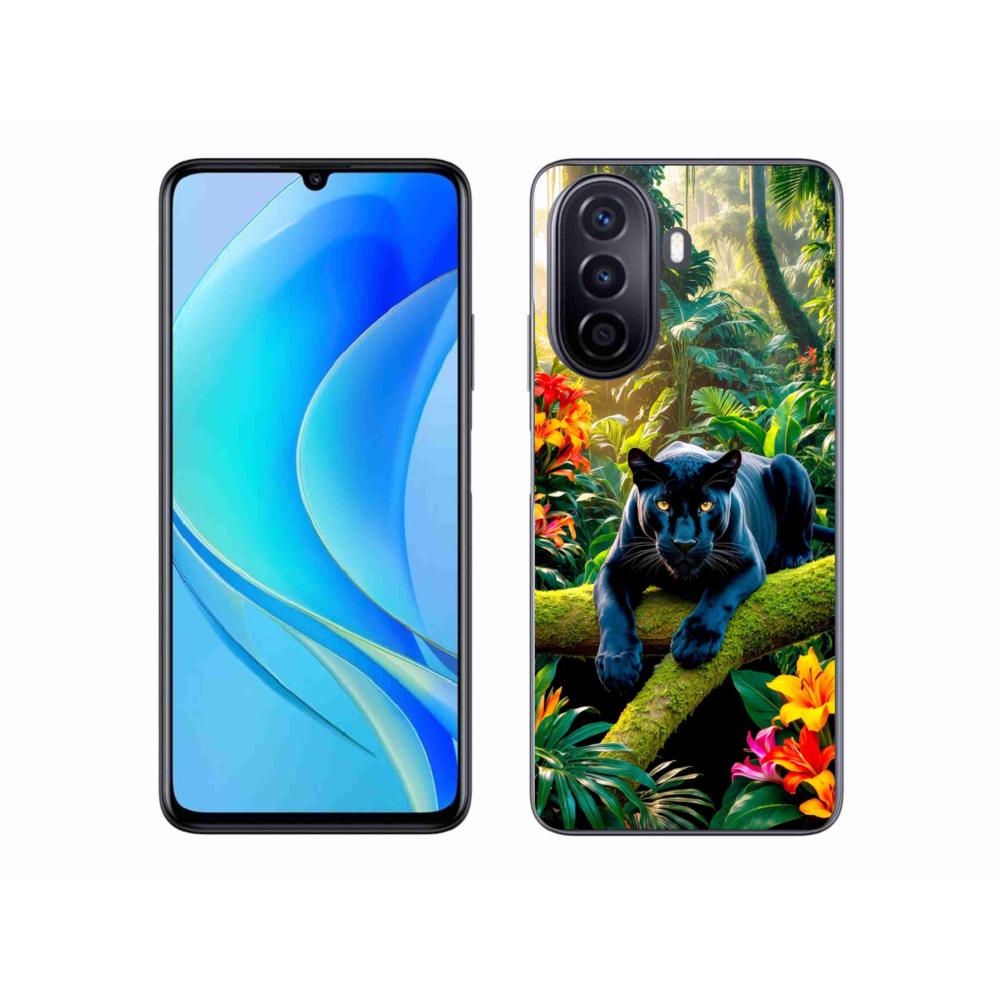 Gelový kryt mmCase na Huawei Nova Y70 - černý panter v džungli
