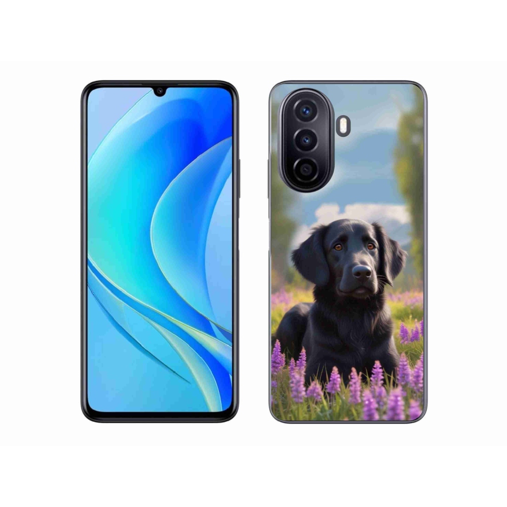 Gelový kryt mmCase na Huawei Nova Y70 - elegantní černý retrívr