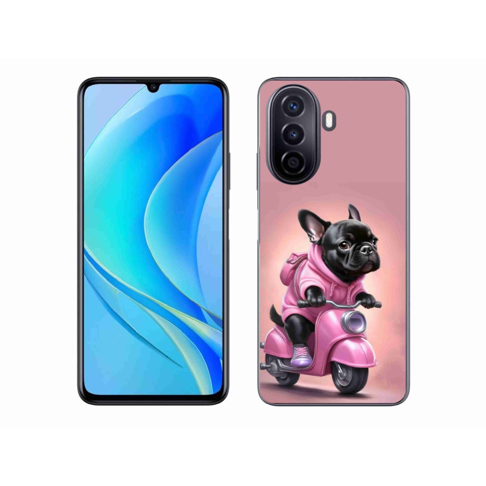 Gelový kryt mmCase na Huawei Nova Y70 - francouzský buldoček na skútru