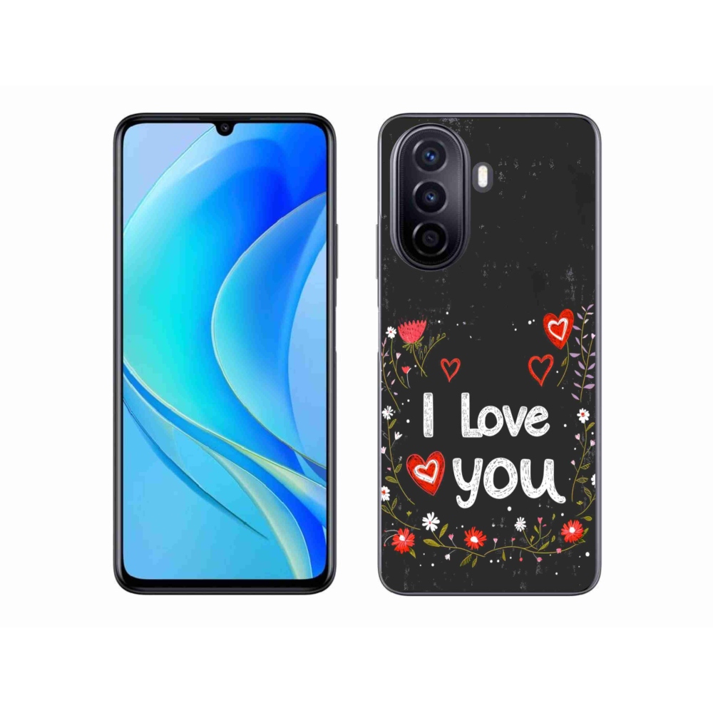 Gelový kryt mmCase na Huawei Nova Y70 - I love you černé pozadí