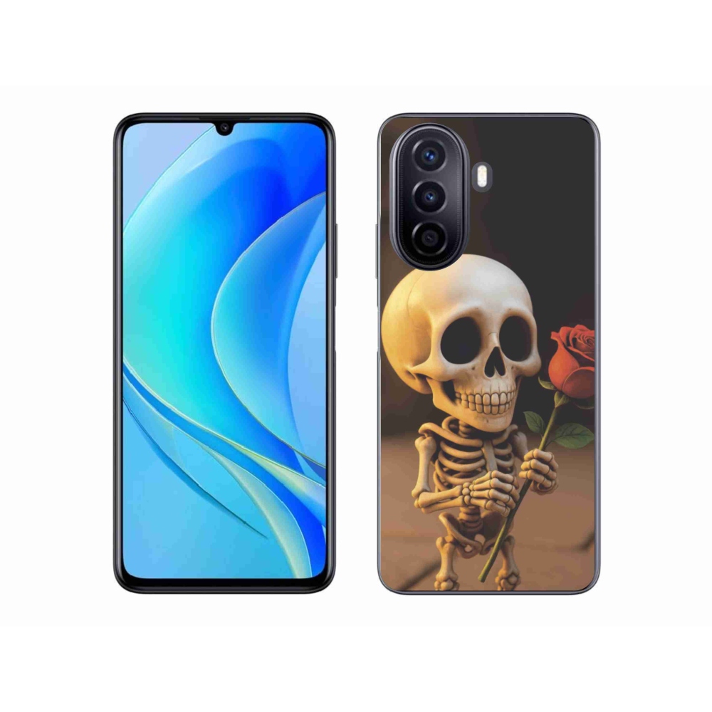 Gelový kryt mmCase na Huawei Nova Y70 - kostlivec s růží