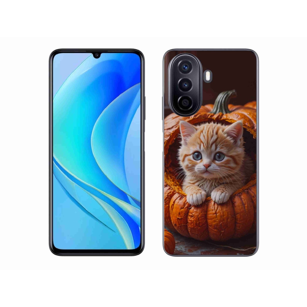 Gelový kryt mmCase na Huawei Nova Y70 - kotě a dýně 2