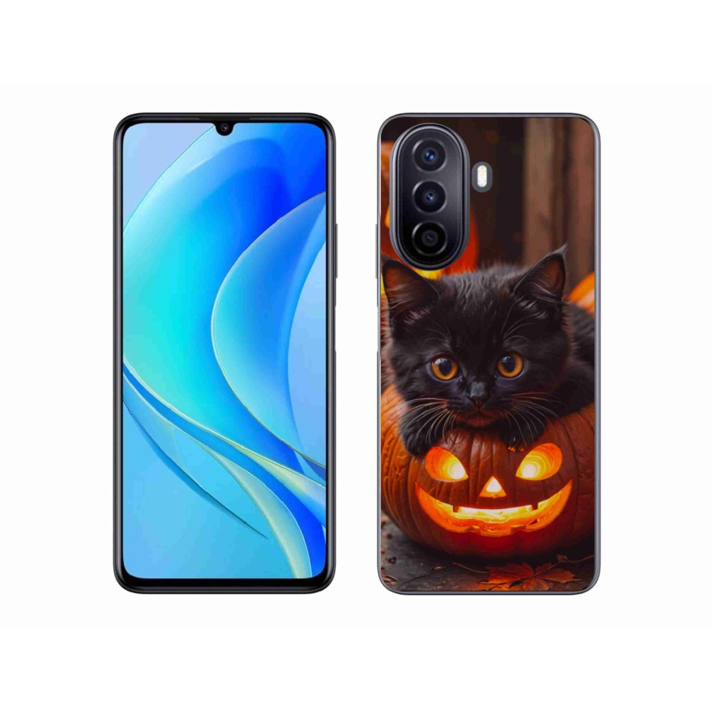 Gelový kryt mmCase na Huawei Nova Y70 - kotě a dýně