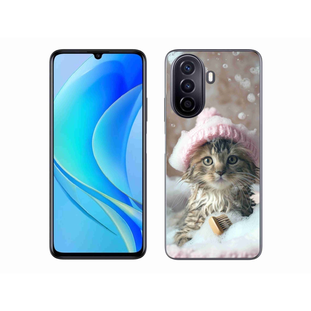 Gelový kryt mmCase na Huawei Nova Y70 - kotě a koupel