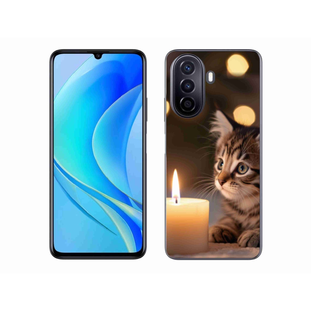 Gelový kryt mmCase na Huawei Nova Y70 - kotě a svíčka