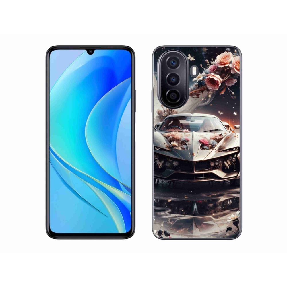 Gelový kryt mmCase na Huawei Nova Y70 - květinový sportovní vůz