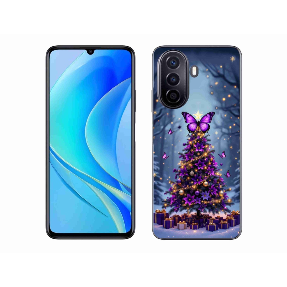 Gelový kryt mmCase na Huawei Nova Y70 - motýlí vánoční stromek