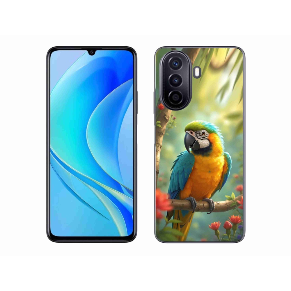Gelový kryt mmCase na Huawei Nova Y70 - papoušek ara modrožlutá
