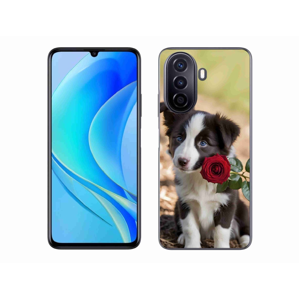 Gelový kryt mmCase na Huawei Nova Y70 - roztomilá border kolie s růží