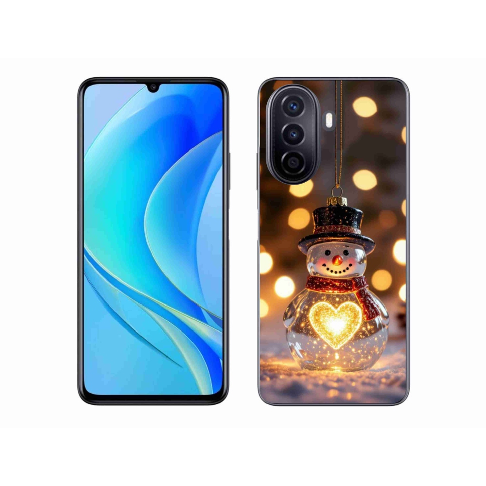 Gelový kryt mmCase na Huawei Nova Y70 - svítící vánoční sněhulák