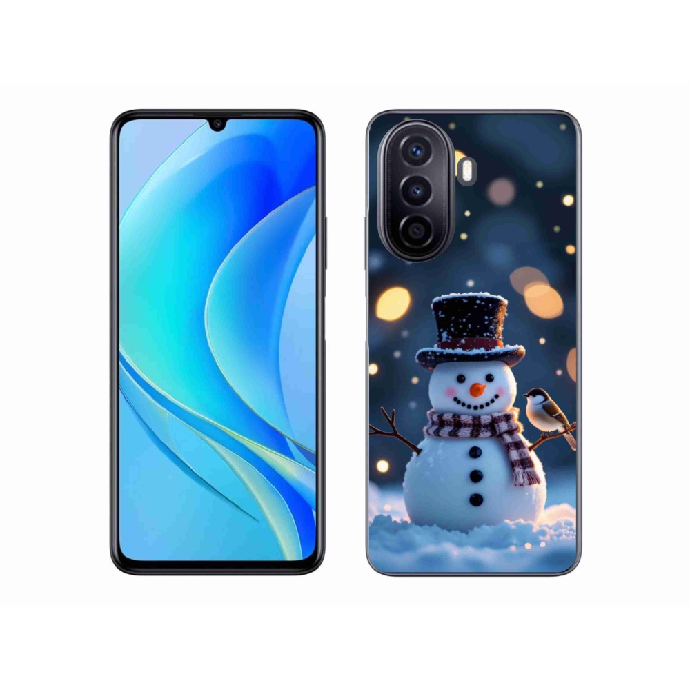 Gelový kryt mmCase na Huawei Nova Y70 - vánoční sněhulák