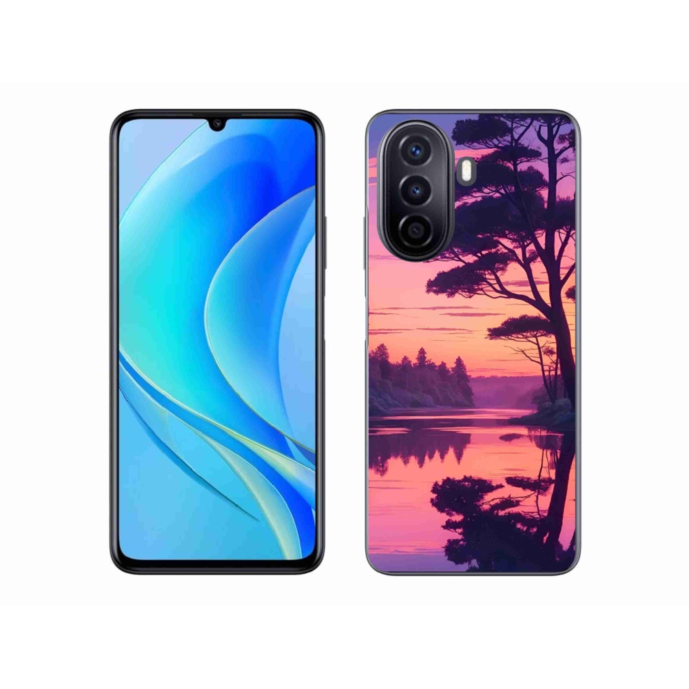 Gelový kryt mmCase na Huawei Nova Y70 - západ slunce nad jezerem