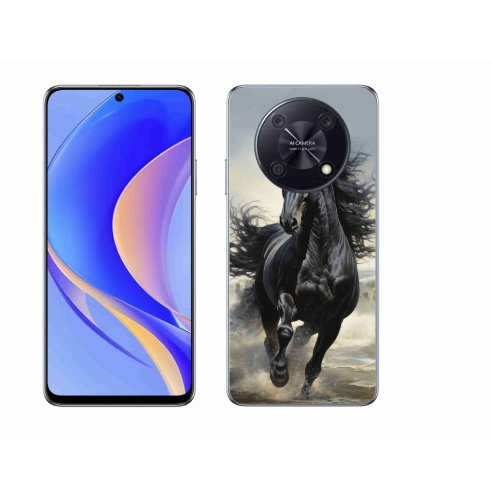 Gelový kryt mmCase na Huawei Nova Y90 - běžící černý kůň