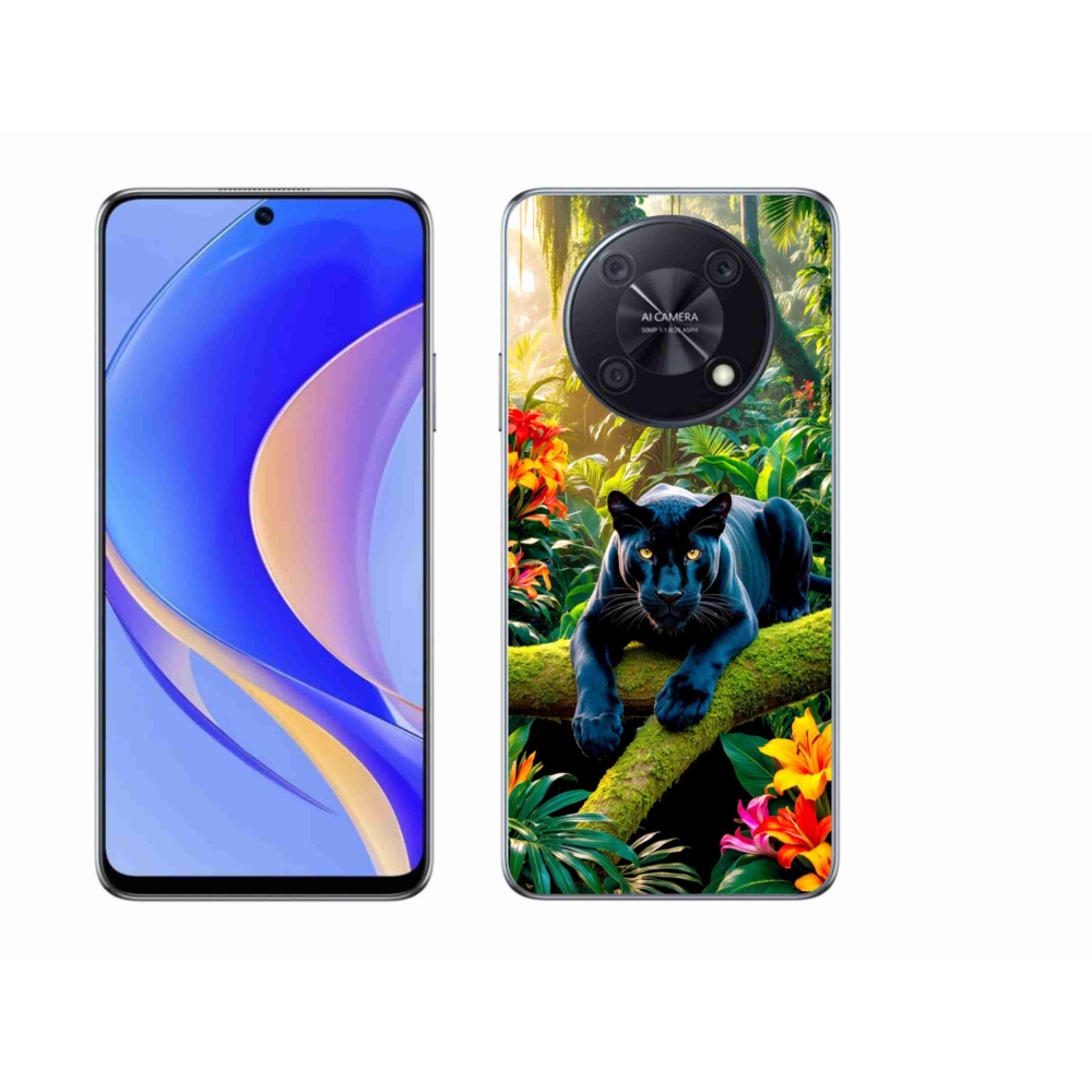 Gelový kryt mmCase na Huawei Nova Y90 - černý panter v džungli