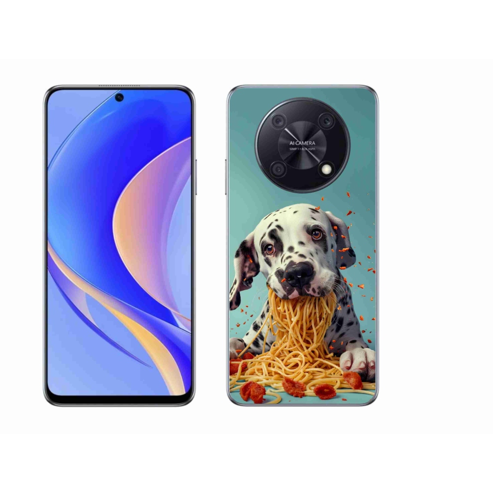 Gelový kryt mmCase na Huawei Nova Y90 - dalmatin a špagety