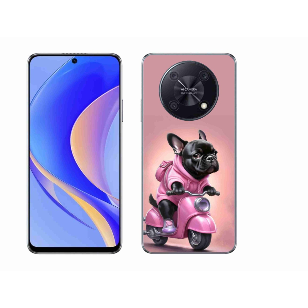 Gelový kryt mmCase na Huawei Nova Y90 - francouzský buldoček na skútru