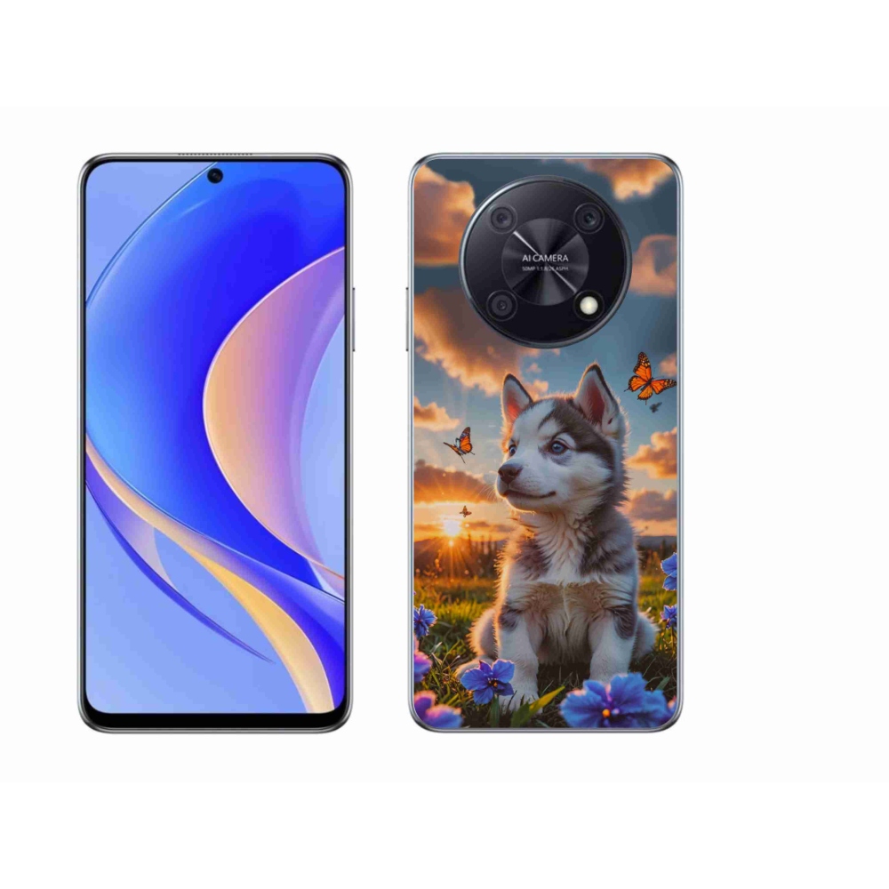Gelový kryt mmCase na Huawei Nova Y90 - husky při západu slunce