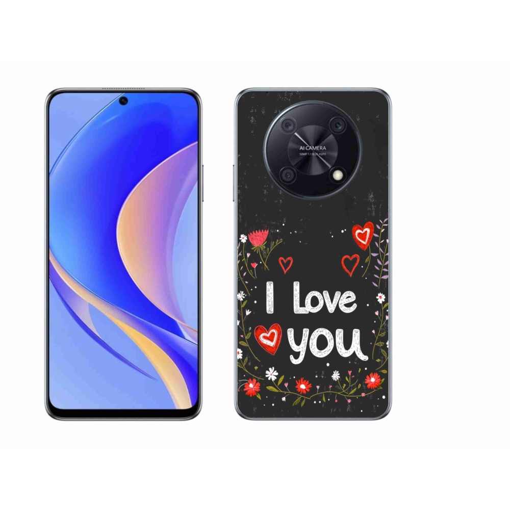 Gelový kryt mmCase na Huawei Nova Y90 - I love you černé pozadí