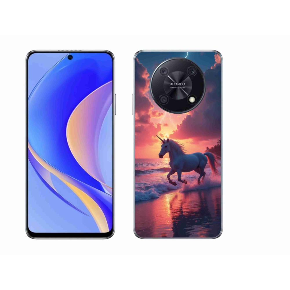 Gelový kryt mmCase na Huawei Nova Y90 - jednorožec na pláži