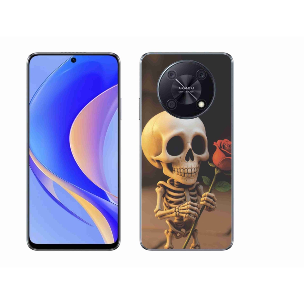 Gelový kryt mmCase na Huawei Nova Y90 - kostlivec s růží