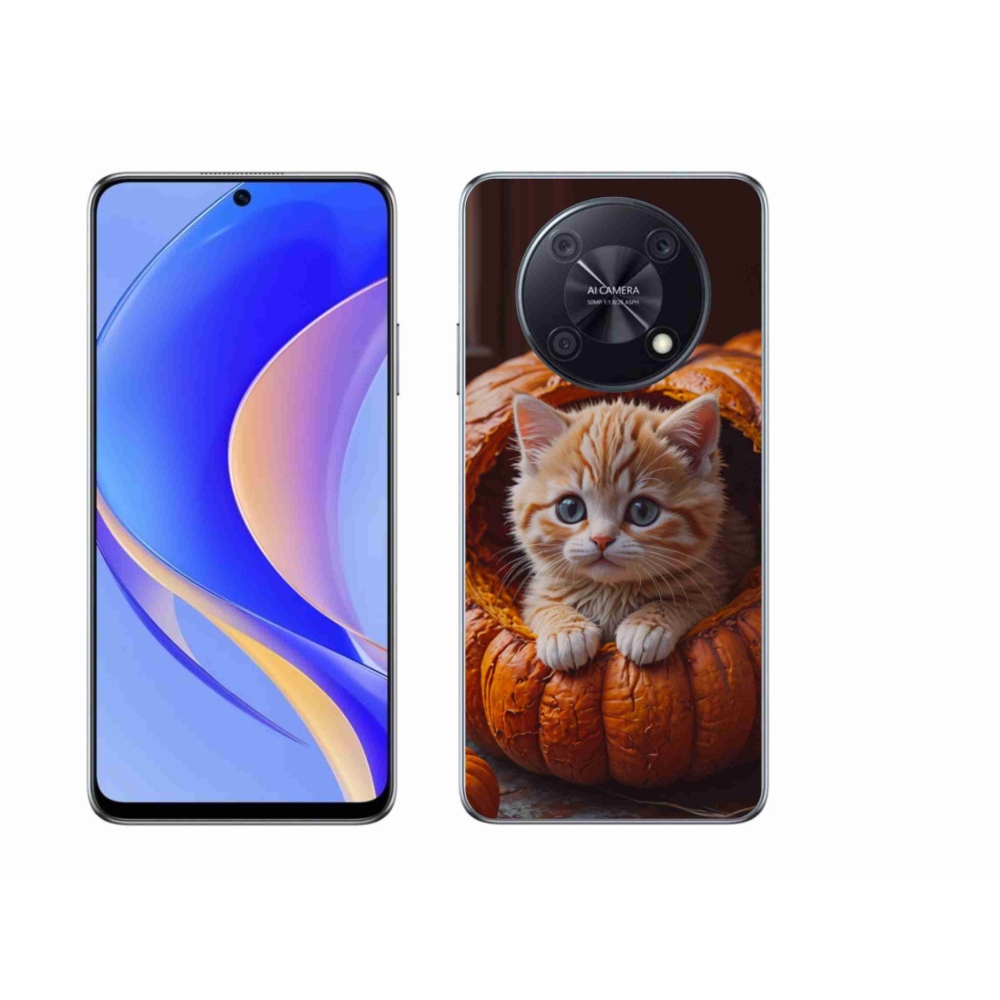 Gelový kryt mmCase na Huawei Nova Y90 - kotě a dýně 2