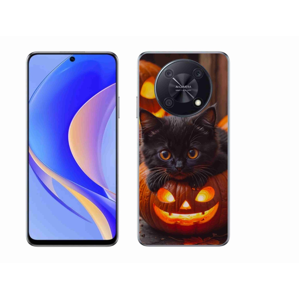 Gelový kryt mmCase na Huawei Nova Y90 - kotě a dýně