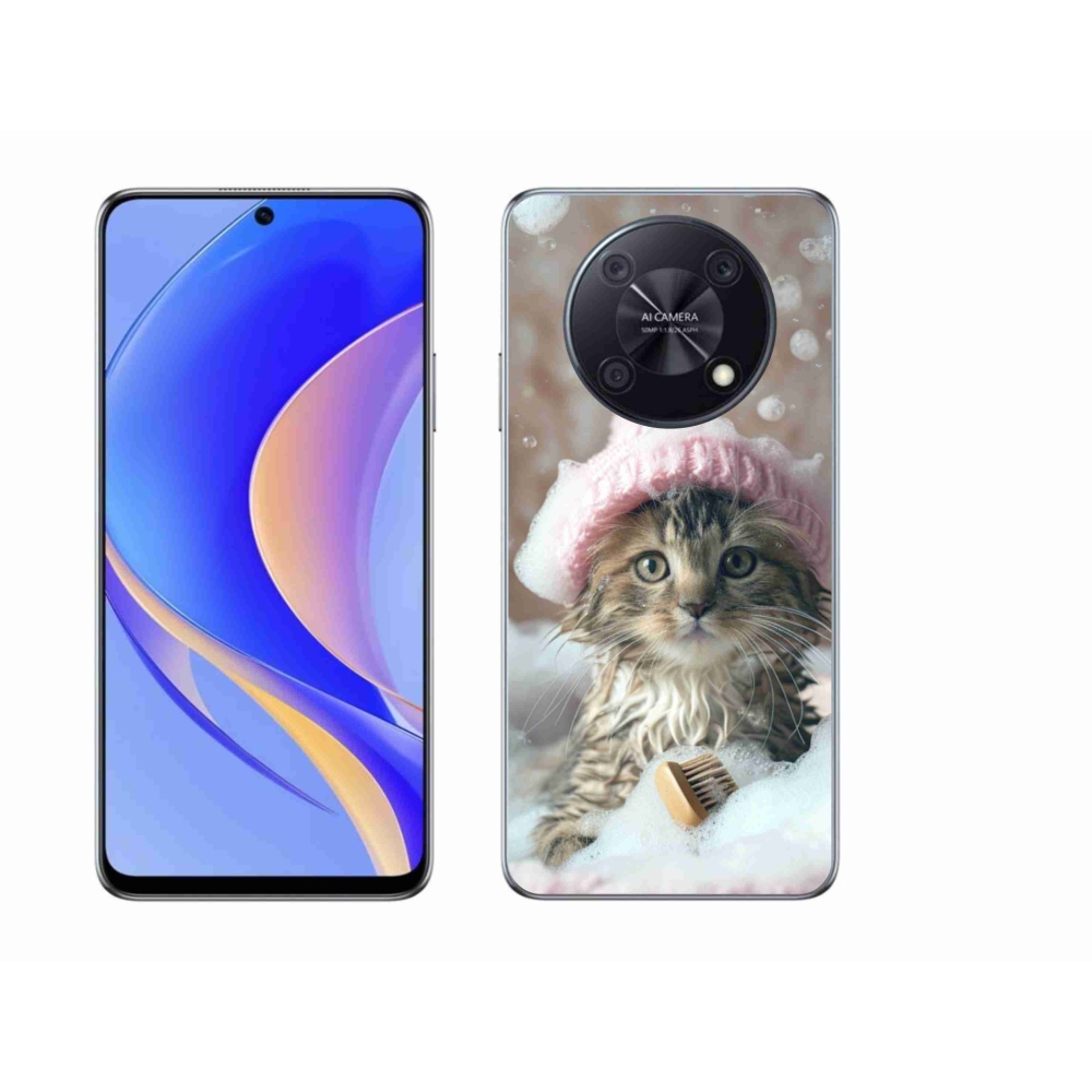 Gelový kryt mmCase na Huawei Nova Y90 - kotě a koupel