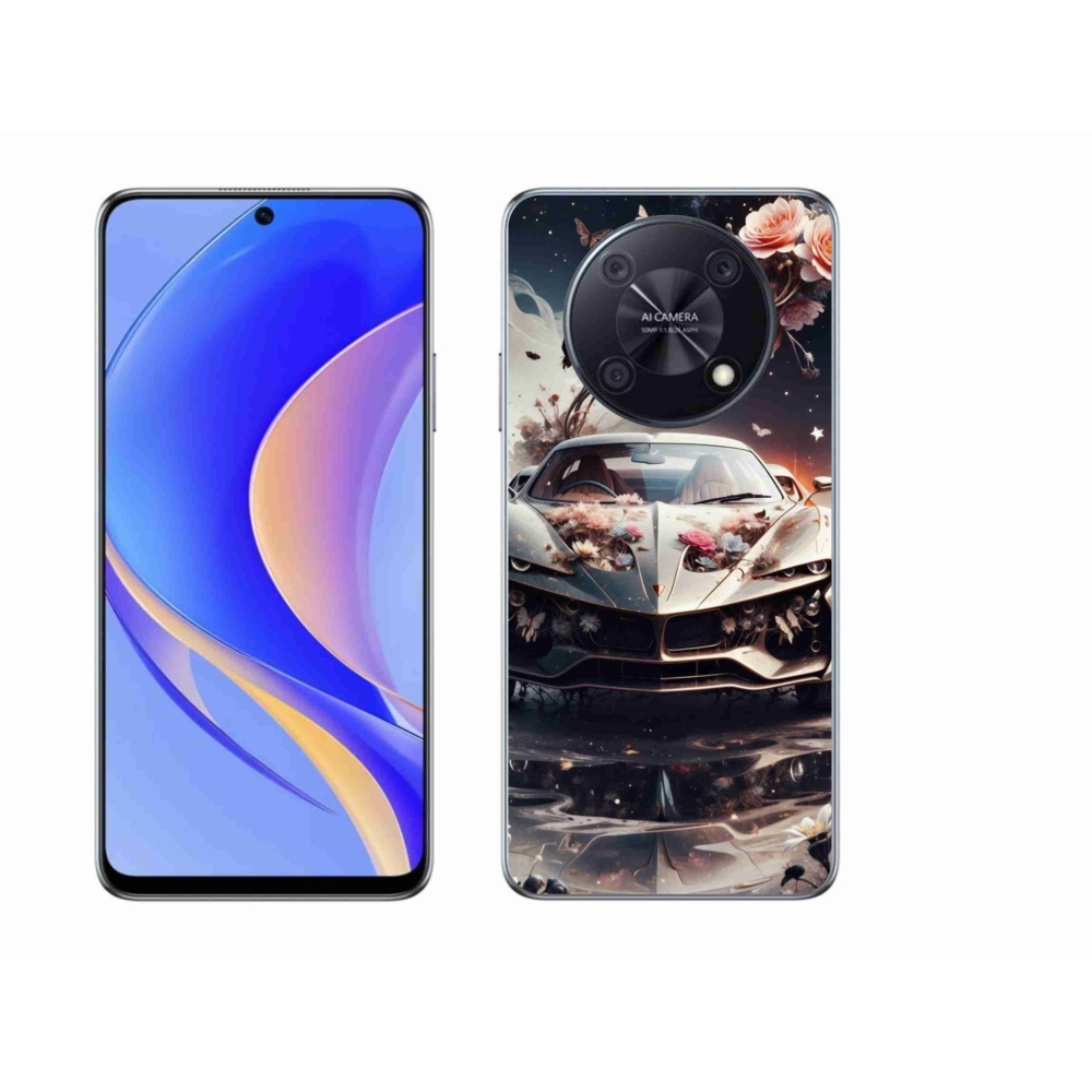 Gelový kryt mmCase na Huawei Nova Y90 - květinový sportovní vůz