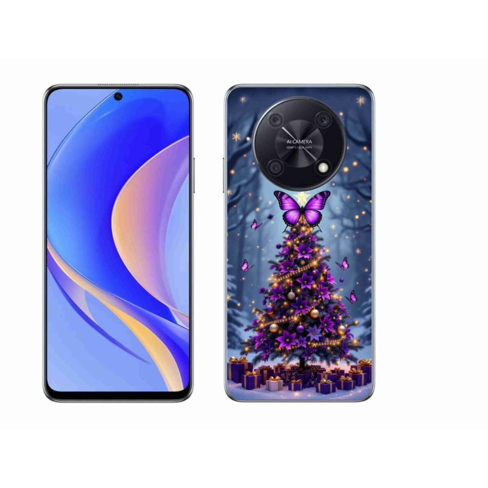 Gelový kryt mmCase na Huawei Nova Y90 - motýlí vánoční stromek