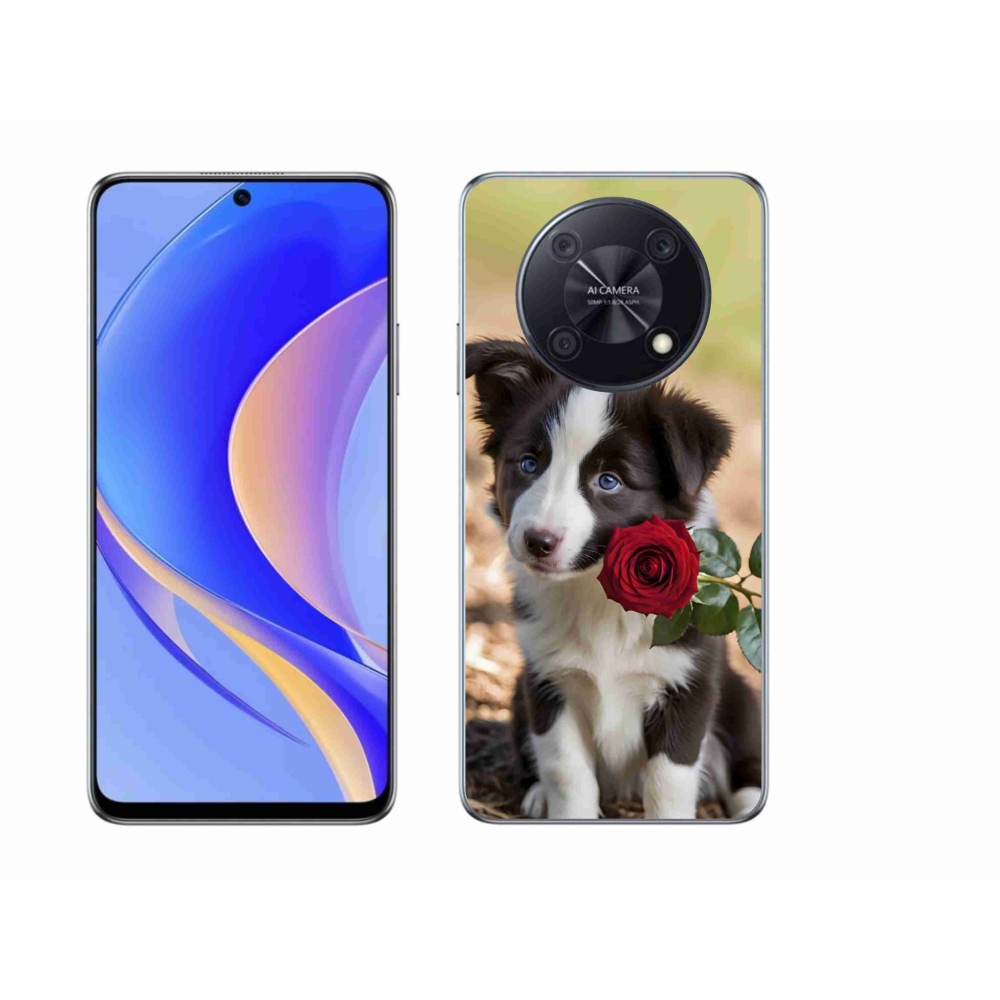 Gelový kryt mmCase na Huawei Nova Y90 - roztomilá border kolie s růží