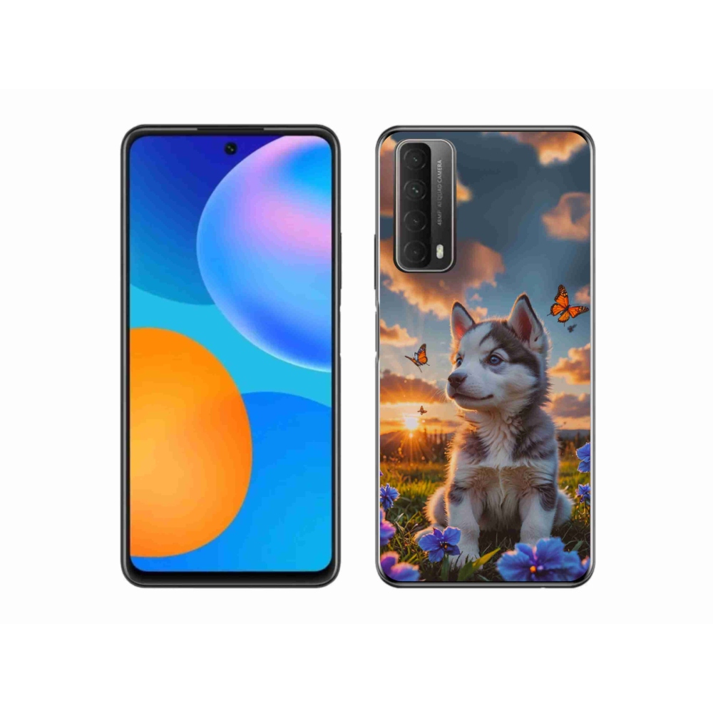 Gelový kryt mmCase na Huawei P Smart (2021) - husky při západu slunce