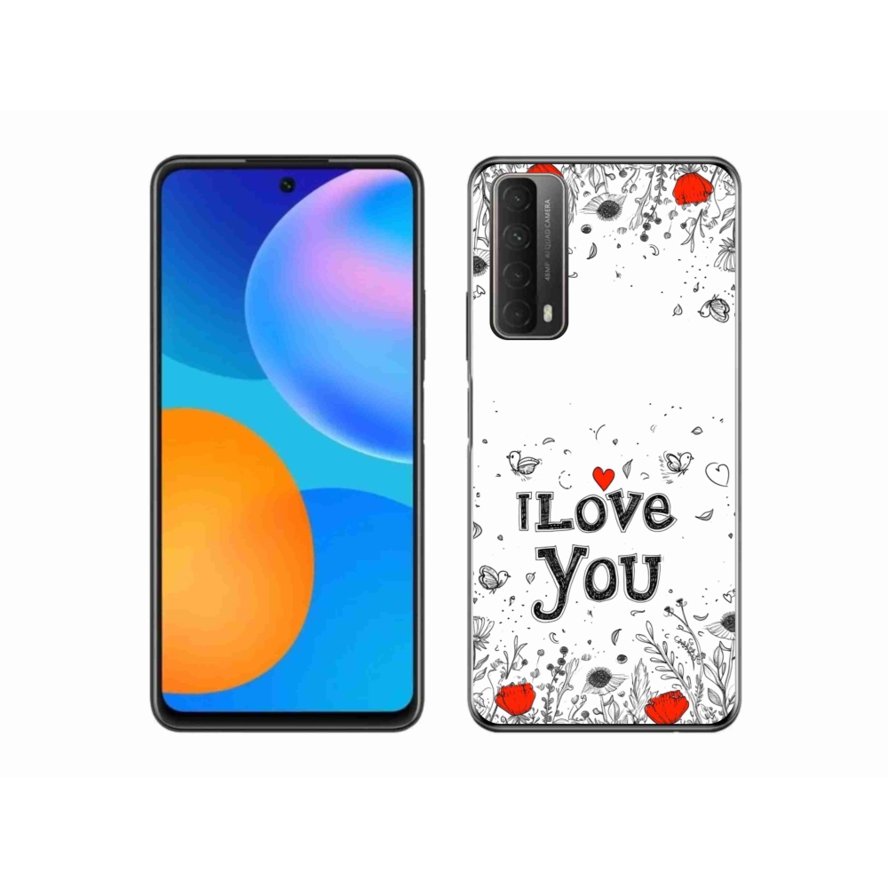 Gelový kryt mmCase na Huawei P Smart (2021) - I love you bílé pozadí