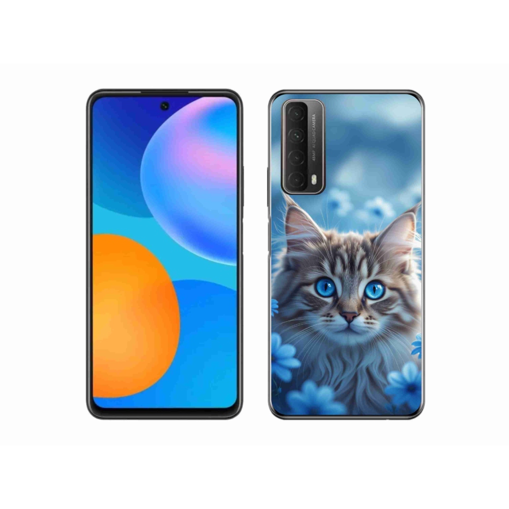 Gelový kryt mmCase na Huawei P Smart (2021) - koťátko v modrých květech