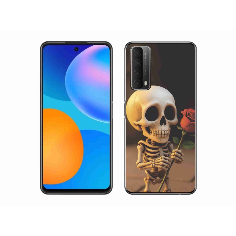 Gelový kryt mmCase na Huawei P Smart (2021) - kostlivec s růží