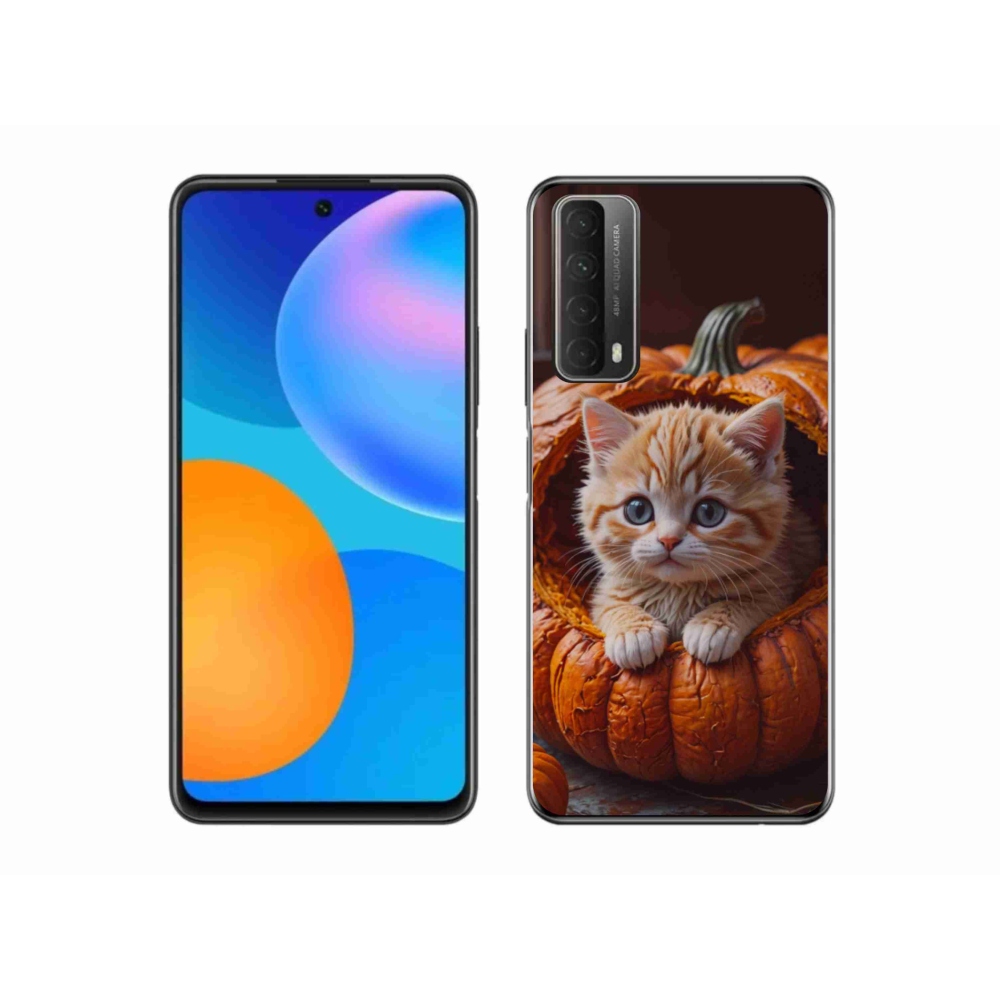 Gelový kryt mmCase na Huawei P Smart (2021) - kotě a dýně 2