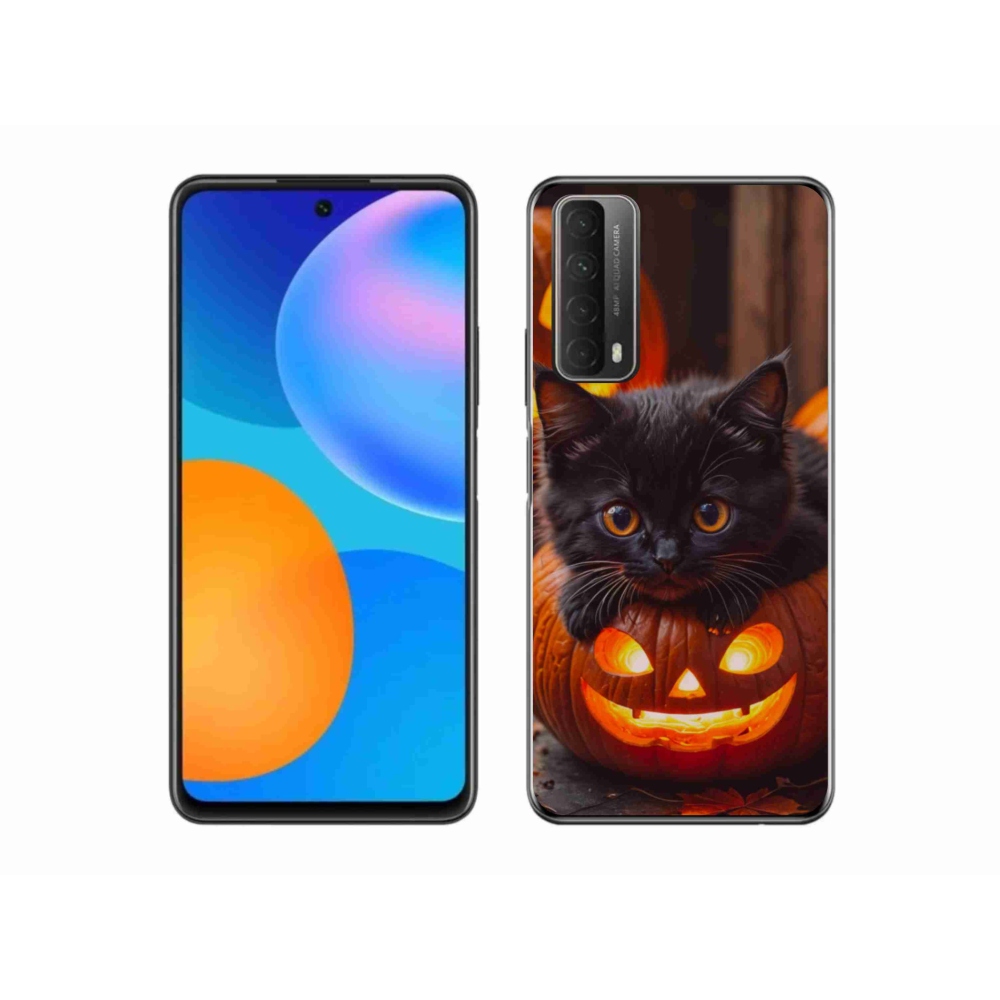 Gelový kryt mmCase na Huawei P Smart (2021) - kotě a dýně