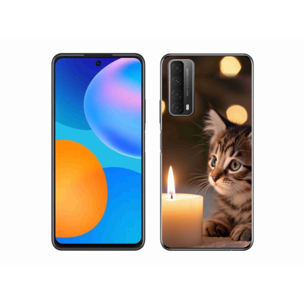 Gelový kryt mmCase na Huawei P Smart (2021) - kotě a svíčka