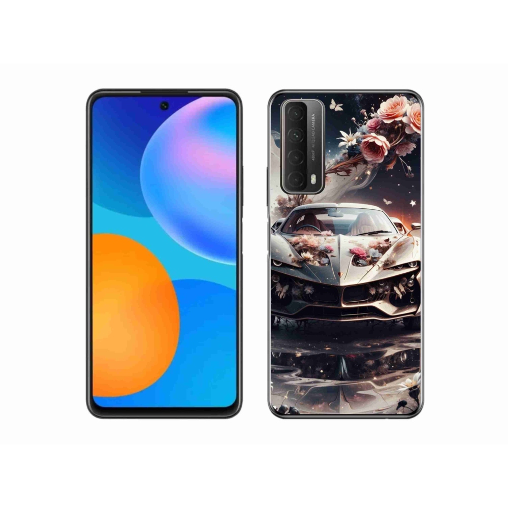 Gelový kryt mmCase na Huawei P Smart (2021) - květinový sportovní vůz