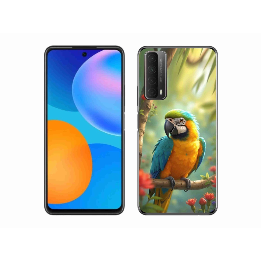 Gelový kryt mmCase na Huawei P Smart (2021) - papoušek ara modrožlutá