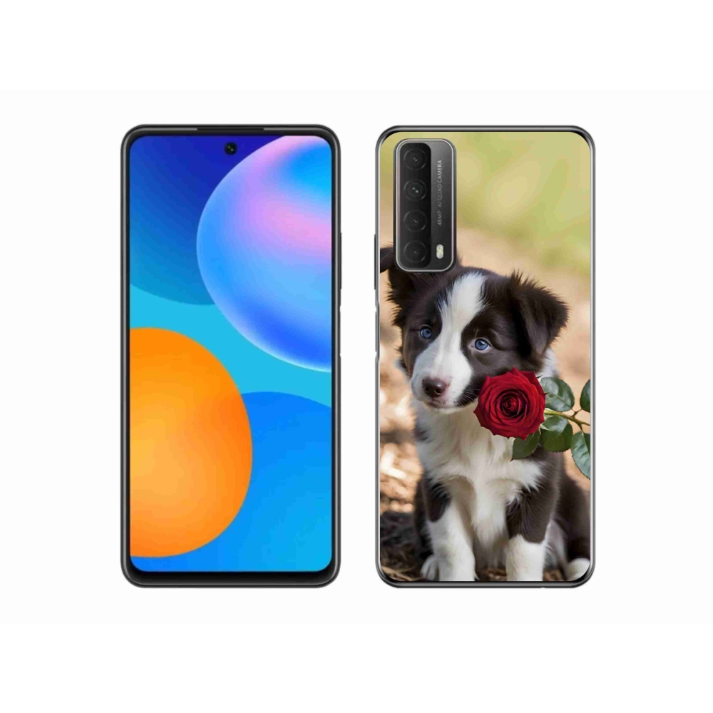 Gelový kryt mmCase na Huawei P Smart (2021) - roztomilá border kolie s růží