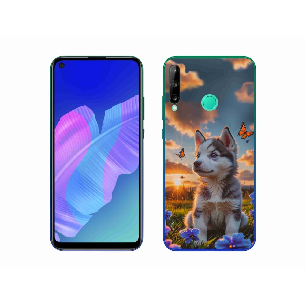 Gelový kryt mmCase na Huawei P40 Lite E - husky při západu slunce