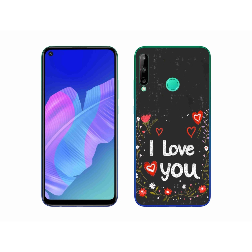 Gelový kryt mmCase na Huawei P40 Lite E - I love you černé pozadí