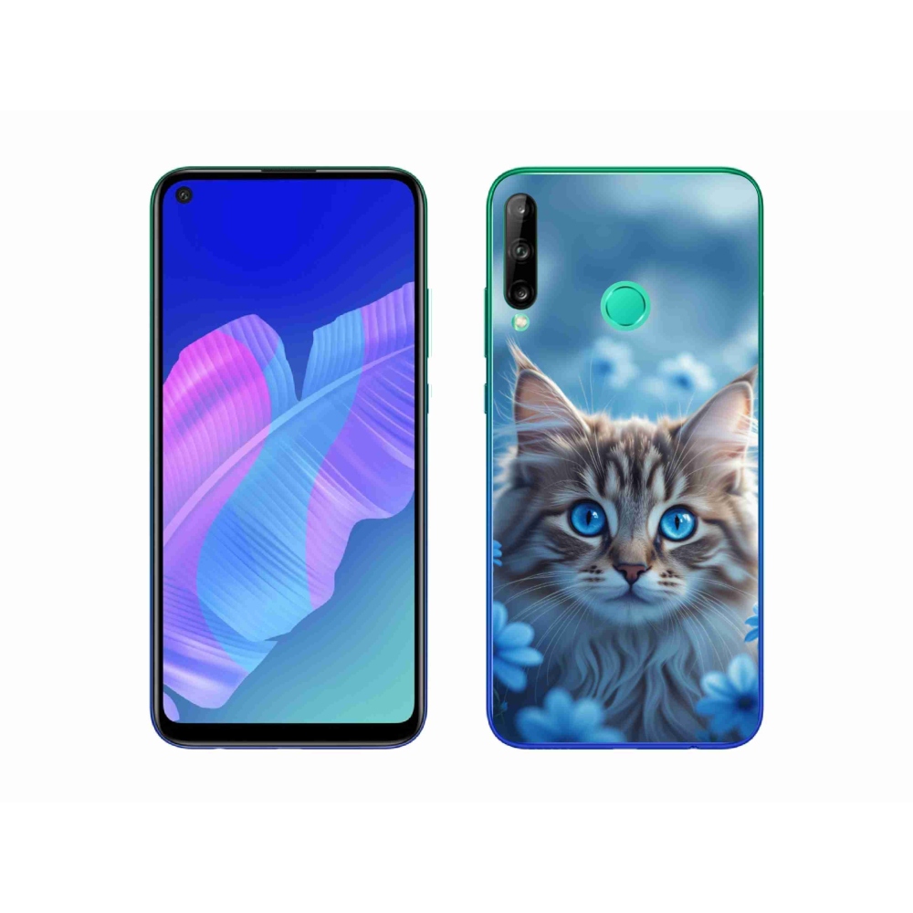 Gelový kryt mmCase na Huawei P40 Lite E - koťátko v modrých květech