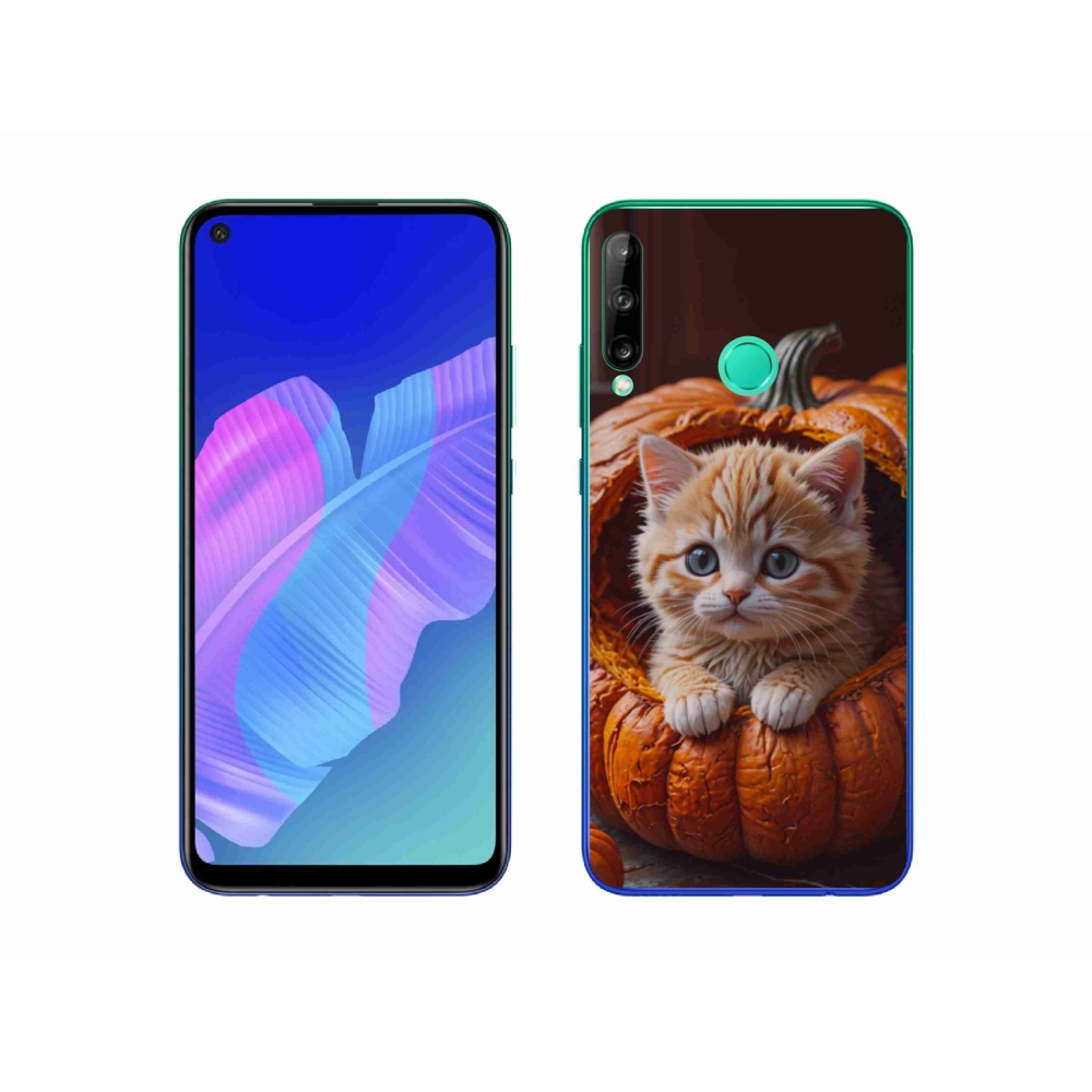 Gelový kryt mmCase na Huawei P40 Lite E - kotě a dýně 2