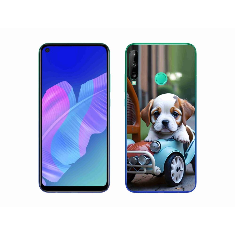 Gelový kryt mmCase na Huawei P40 Lite E - štěně v retro autě