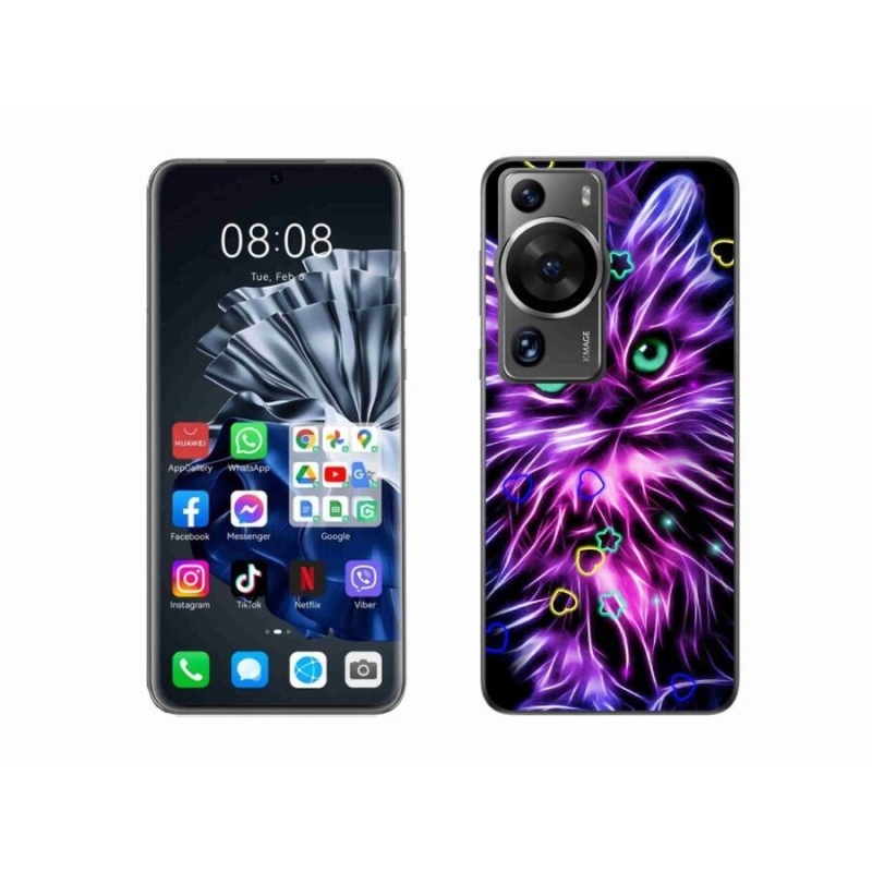 Gelový kryt mmCase na Huawei P60 Pro - abstraktní kočka