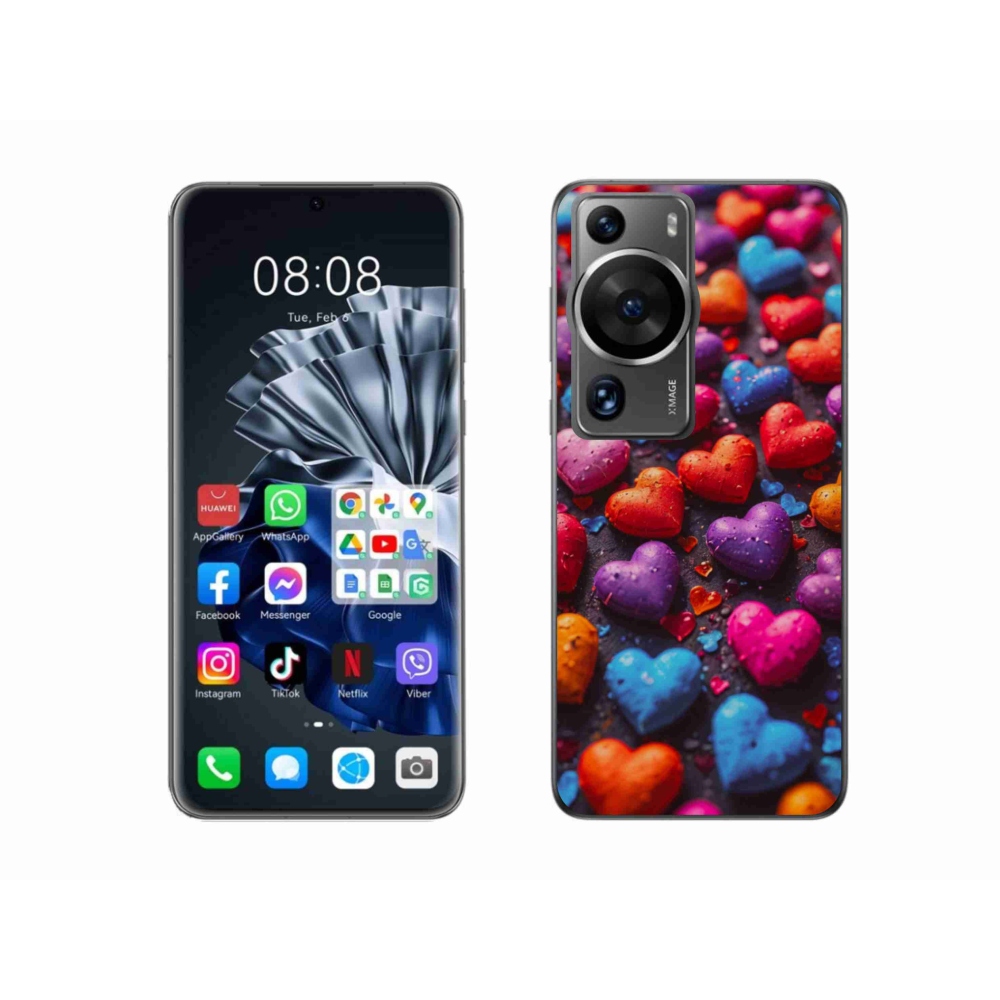 Gelový kryt mmCase na Huawei P60 Pro - barevná srdce