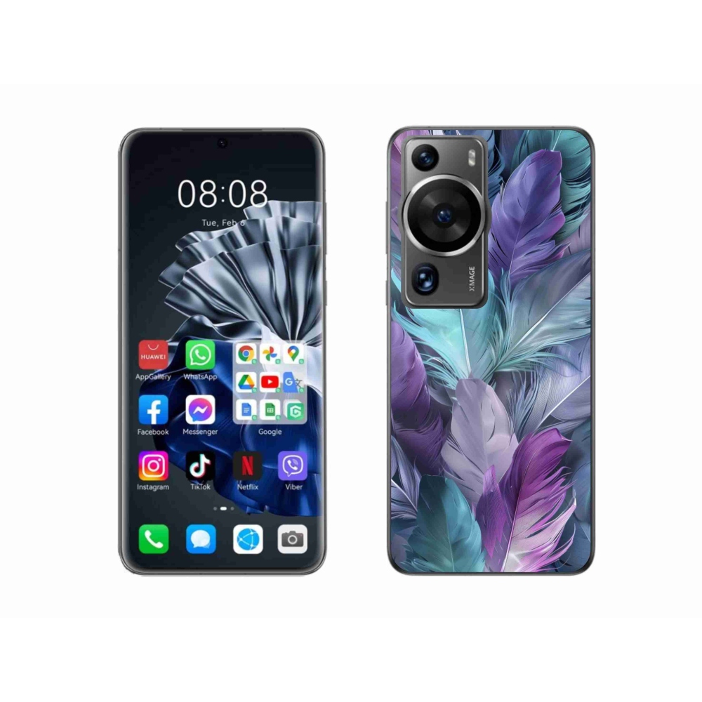 Gelový kryt mmCase na Huawei P60 Pro - barevné peří 2