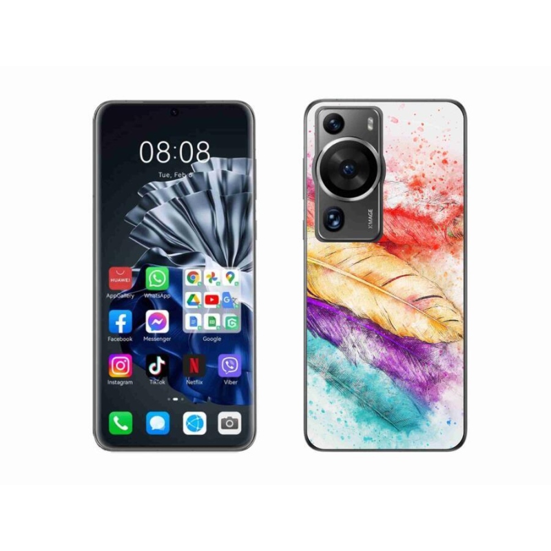 Gelový kryt mmCase na Huawei P60 Pro - barevné peří